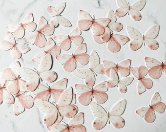 Pack of 28 Light Pink wafer die cut Butterflies