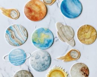 Pack of 15 Die Cut Wafer Solar System  elements