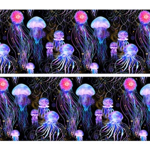 Cake Wrap Neon Jellyfish edible icing/frosting sheet A3 2 strips 16 x 5in image 2