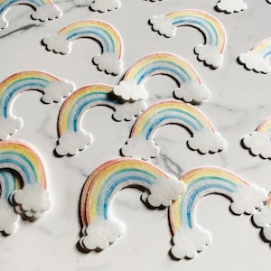 Pack of 20 die cut edible wafer Rainbow Toppers, watercolour Rainbow Toppers, Edible Rainbows