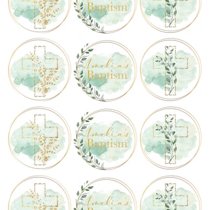 Baptism Christening Watercolour Edible Image Toppers
