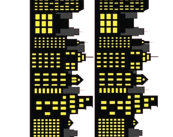 Superhero Skyline Edible Image Strips -Pre-Cut Edible Image Toppers for cakes, Skyline, Building, Hero Cake Toppers, Hero Skyline