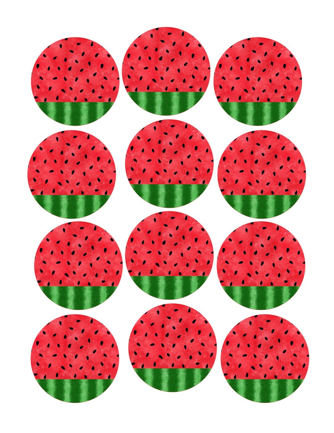 Watermelon Print Toppers, Edible Icing Frosting Sheet, Cupcake Toppers, Cookie Toppers ...