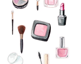 Make up Cake Scene, Makeup Theme, Spa Day, Makeup Cake Toppers,  Pre-Cut Edible Images for Cakes
