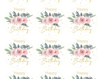 Floral Birthday Edible Image  Toppers