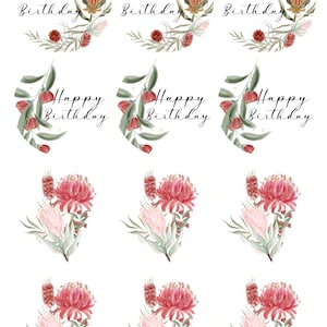 Native Floral Birthday Edible Image  Toppers