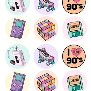 Pastel 90's  Edible Image Toppers