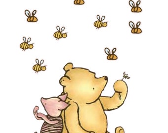 Cake Scene Pre-Cut Pooh Bear and Piglet, Edible Image Toppers, Pooh Cake topper, Edible Winnie Pooh, Winnie Pooh Cake