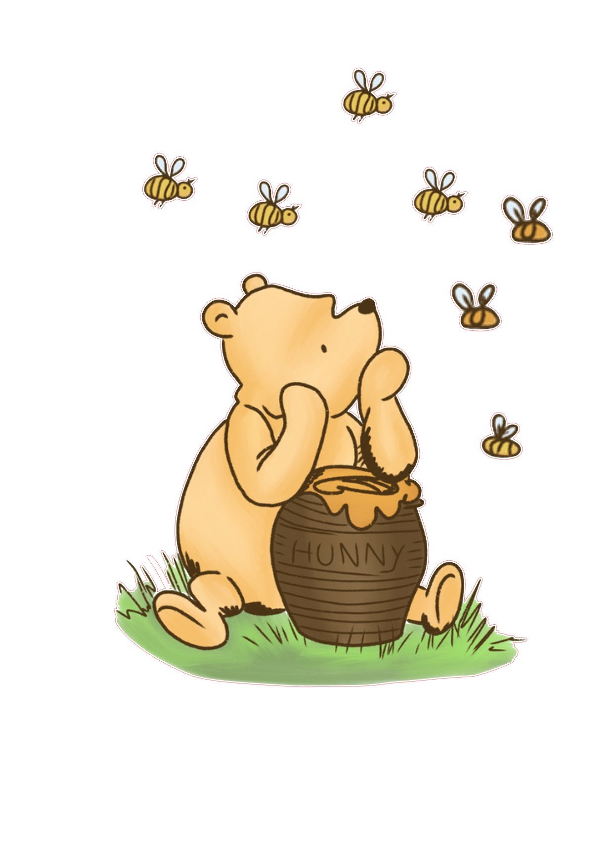 Cake Scene Precut Pooh Bear Honey Pot Edible Image Toppers Etsy Australia