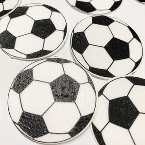 Pack of 21 Die cut Edible Wafer Soccer Balls, Soccer Ball Cupcake Toppers, Wafer Paper Soccer, Sports Toppers
