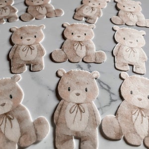 Lot de 16 décorations d&#39;ours en gaufrettes comestibles découpées, décorations d&#39;ours en peluche comestibles, décorations d&#39;ours