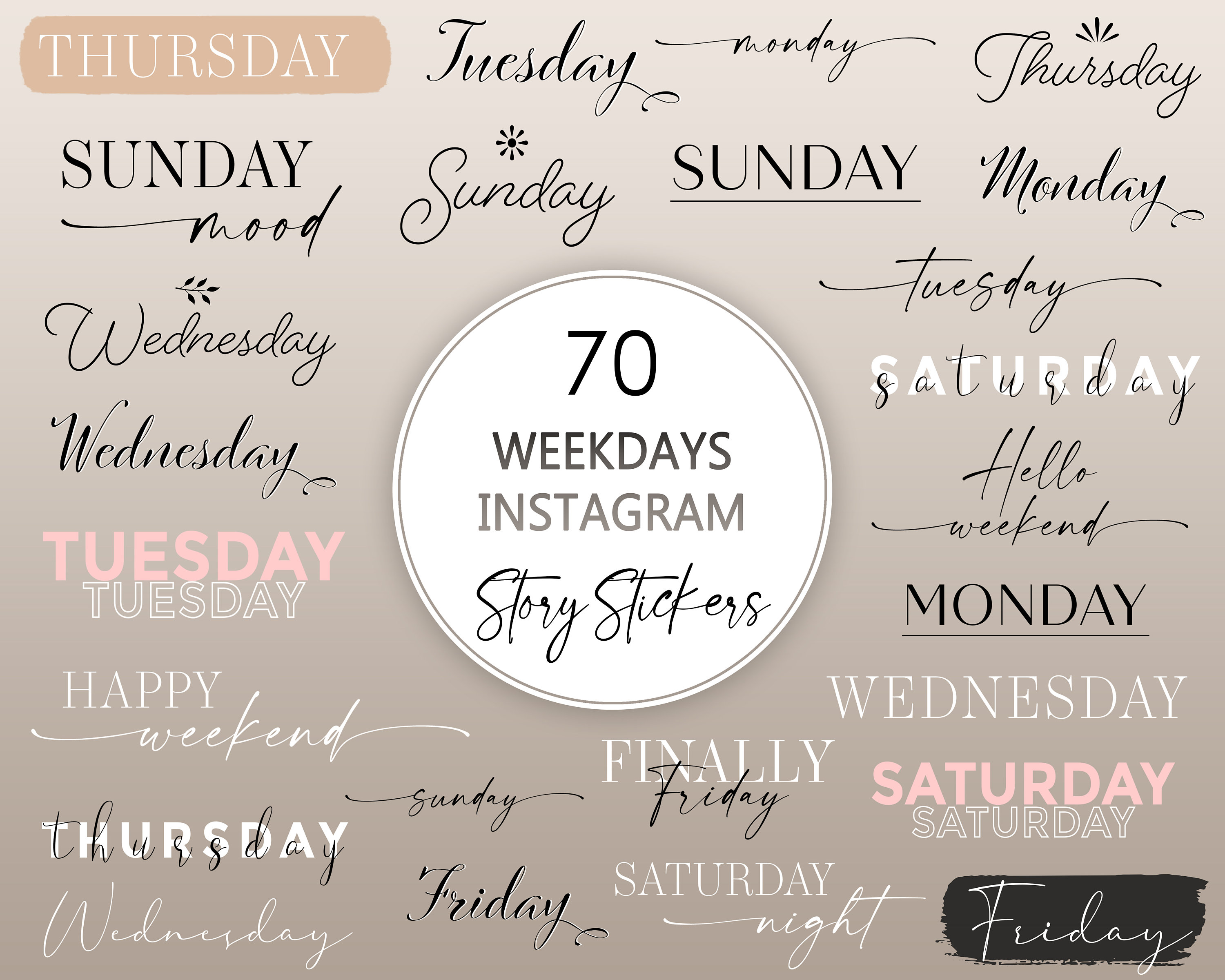 70 Instagram Story Stickers Weekdays, Instagram Sticker Weekdays, Daily