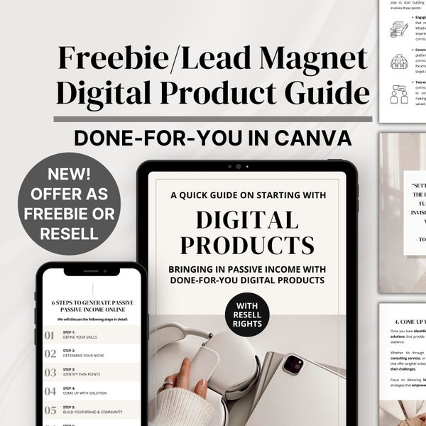 Done for You: Starting with Digital Products Guide with Private Label Rights PLR, Master Resell Rights MRR, in Canva, Lead Magnet, Freebie