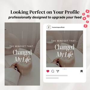 Puede incluir: Publicaci&oacute;n de Instagram con un fondo beige y un marco cuadrado blanco. El marco contiene una foto de una mano sosteniendo un vaso de caf&eacute; helado. El texto "THE MINDSET THAT... Changed My Life" est&aacute; escrito en blanco sobre fondo negro.