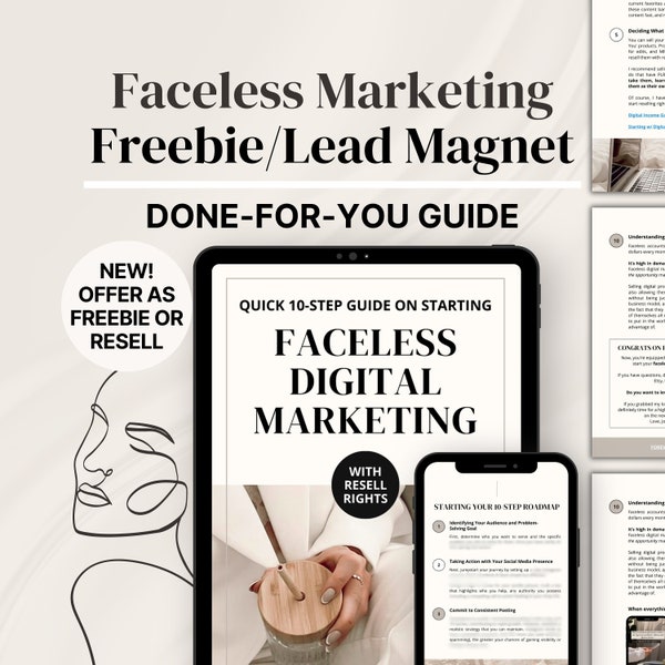 Faceless Digital Marketing Guide: voor u gedaan met Master Resell Rights MRR), Private Label Rights (PLR), Faceless Freebie/Lead Magnet, DFY