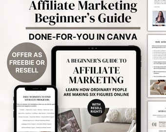 Done for You: Affiliate Marketing Anfängerleitfaden mit Handelsmarkenrechten PLR, Master Wiederverkaufsrechten MRR, in Canva, Bleimagnet, Freebie