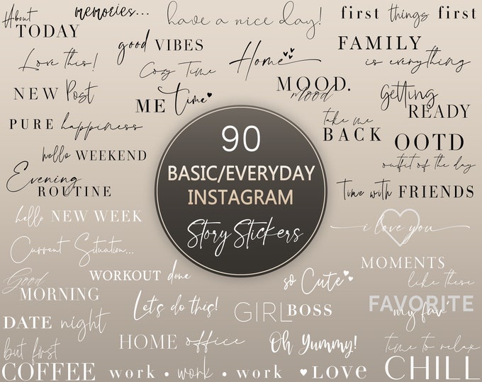 80+ Instagram Story Sticker Beige | Daily | Basics | Boho | Digital ...
