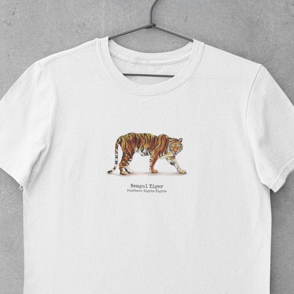 Men's Bengal Tiger Shirt - Endangered Species - Traditionally Painted Art - Cottagecore top - Animal Lover Organic Clothing - Indie Clothing