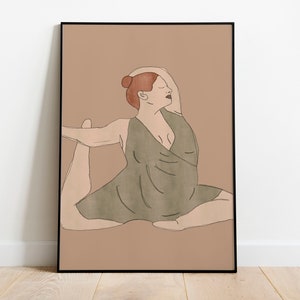Dancer boho art body positive art ballet feminine aesthetic wall art curvy woman line art feminist poster artsy digital download