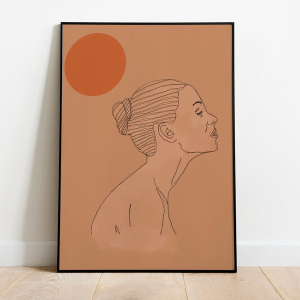 Scandinavian Art, Warm Woman, Boho Decor, Digital Download, Feminist Poster, Simple Artwork