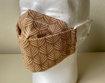 Brown Fern Leaves Origami Cloth Mask