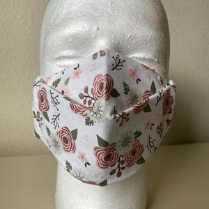 Pink on White Floral Origami Cloth Mask image 2