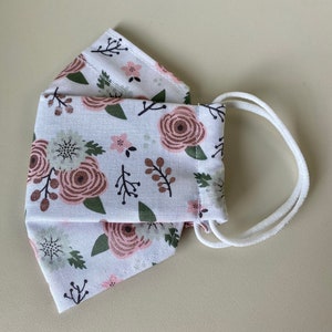 Pink on White Floral Origami Cloth Mask image 4