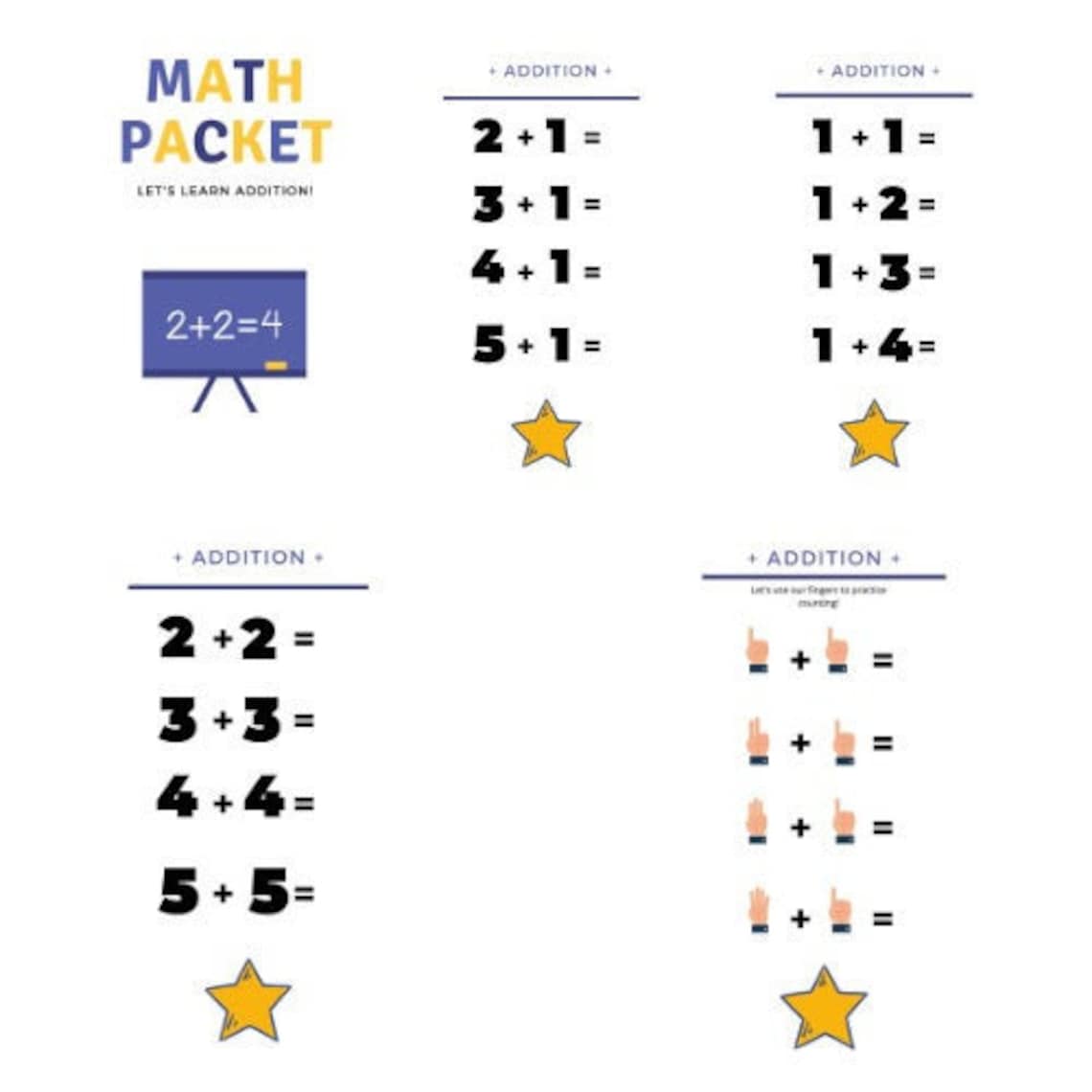 Math Packet Printable Kindergarten First Grade School | Etsy