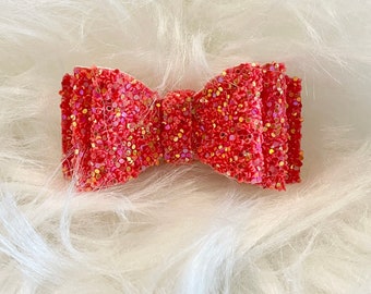 salmon dog hair bows for small dogs cute glitter hairbows gifts for pets dog lovers dog moms gift dog accessories