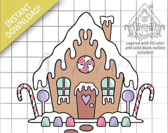 Gingerbread House Svg, Layered Gingerbread House Candy House Svg 3D House Svg File For Cricut Christmas Svg Holiday Cut Files Commercial Use
