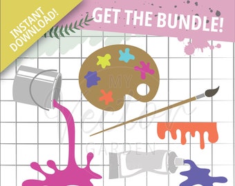 Artist SVG-bundel: Paint Party-clipart (digitale download)