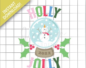 Holly Jolly Svg, Snowman Snow Globe Svg Christmas Clipart Holiday Svg Files for Cricut Christmas Snowman Svg Christmas Decor Svg Png Clipart