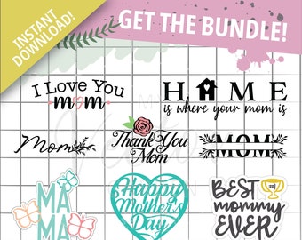 Mother's Day SVG Bundle: Mom Cricut Files, Cake Topper (Digital Download)