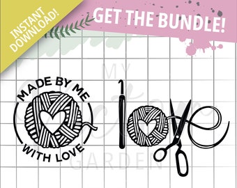 Gehaakte SVG-bundel: garenhart, knutselcadeaulabel (digitale download)