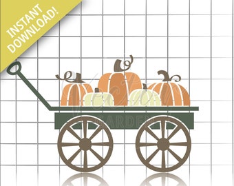 Pumpkin Wagon SVG: Fall Farmhouse Sign, Cut File (Digital Download)
