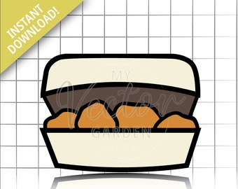 Chicken Nuggets Svg, Box of Nuggets file Fast Food Clipart Fried Food images Chicken Svg file Chickie Nuggies Little Nugget file