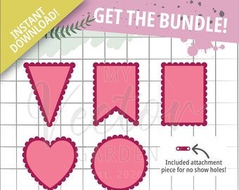 Scalloped Banner SVG Bundle: Cricut Flags, Pennant, Circle (Digital Download)
