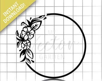 Floral Frame Svg, Floral Ring Svg Circle With Flowers Svg Floral Wreath Svg Circle Monogram Svg Flower Border Svg Round Floral Border Svg