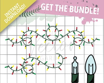 Paquete SVG de luces navideñas: Clipart de luces de cadena (descarga digital)