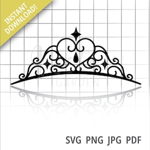 Tiara Svg, Princess Crown Svg File voor Cricut Queen Crown Svg Royal Svg Commercieel gebruik Svg Png Cricut Cut File Digital Silhouette Svg File
