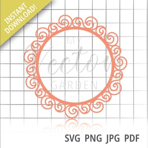 Swirl Frame SVG: Circle Wreath Cut File (Digital Download)
