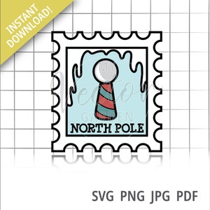 North Pole Stamp Svg, navidad franqueo Svg sello postal Svg sello de vacaciones Svg Santa Mail Svg Navidad Clipart carta al archivo de Santa Svg