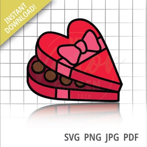 Caixa de chocolates Svg, Dia dos Namorados Svg Caixa de chocolate Svg Caixa em formato de coração svg Caixa de presente Svg Love Svg Arquivo para Cricut Silhouette Svg Candy Svg