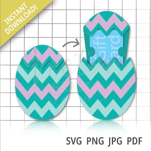 Modelo Svg de suporte de cartão de presente de ovo de Páscoa, Stuffer de cesta de Páscoa para uso comercial Arquivo Svg para Cricut Silhouette Svg Png Pdf Download digital