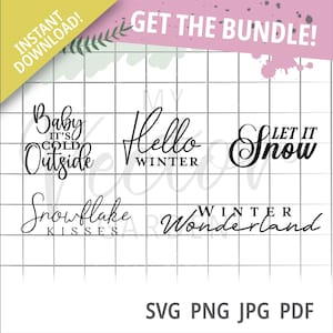 Winter Sayings Svg Bundel, Winter Teken Svg Rond Bord Svg Hallo Winter Svg Winter Decor Svg Let It Snow Svg Winter Wonderland Svg File