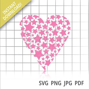 Hart met sterren Svg, Hart Clipart Sterren Vector Meisjes Svg Design Love Svg Bestand voor Cricut Silhouette Svg Png voor Shirts Cute Heart Svg