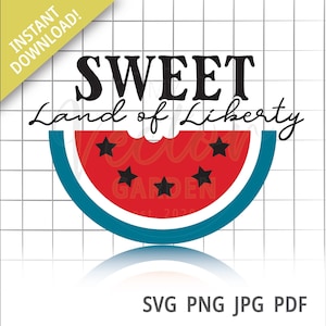 Sinal Patriótico Svg, Quatro de Julho Svg 4 de Julho Svg Doce Terra da Liberdade Svg Memorial Day Svg Summer Melancia Svg Bandeira Patriótica Svg