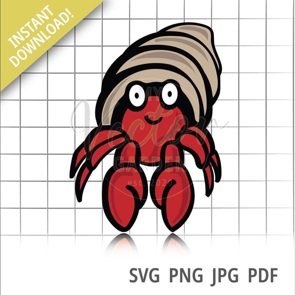 Hermit Crab Svg, Beach Clipart Crab In Shell Svg Animal Clip Art Silly Animal Drawing Cute Crab Pictures Smiling Crustacean Ocean Life jpgs