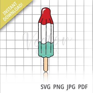 Rocket Popsicle Svg, 4 de julio Svg 4 de julio Paleta Patriótica Paleta Patriótica Svg Png Independence Day Svg Rojo Blanco y Paleta Azul Svg