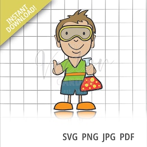 科学者の少年 SVG、子供の科学者、子供の科学 svg、科学者 svg、科学者のグラフィック、科学のクリップアート、科学 svg、科学の画像、少年 svg